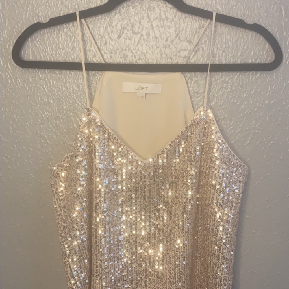 nice size small LOFT sparkling drawstring blouse